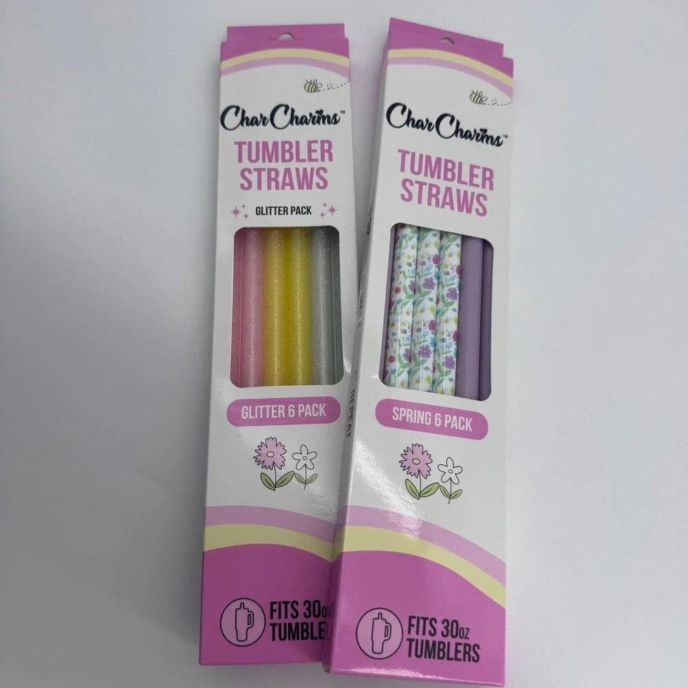 Charcharms bundle of 30oz spring time straws